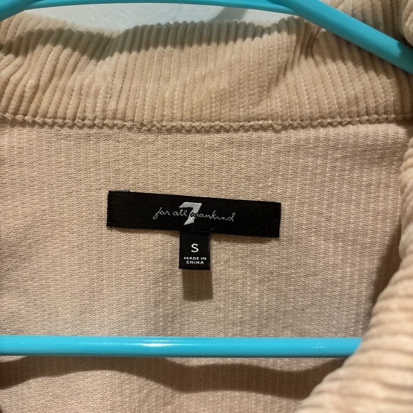 7 For All Mankind Beige Shacket Cropped Corduroy Jacket Womens Size S Coat - Picture 4 of 4